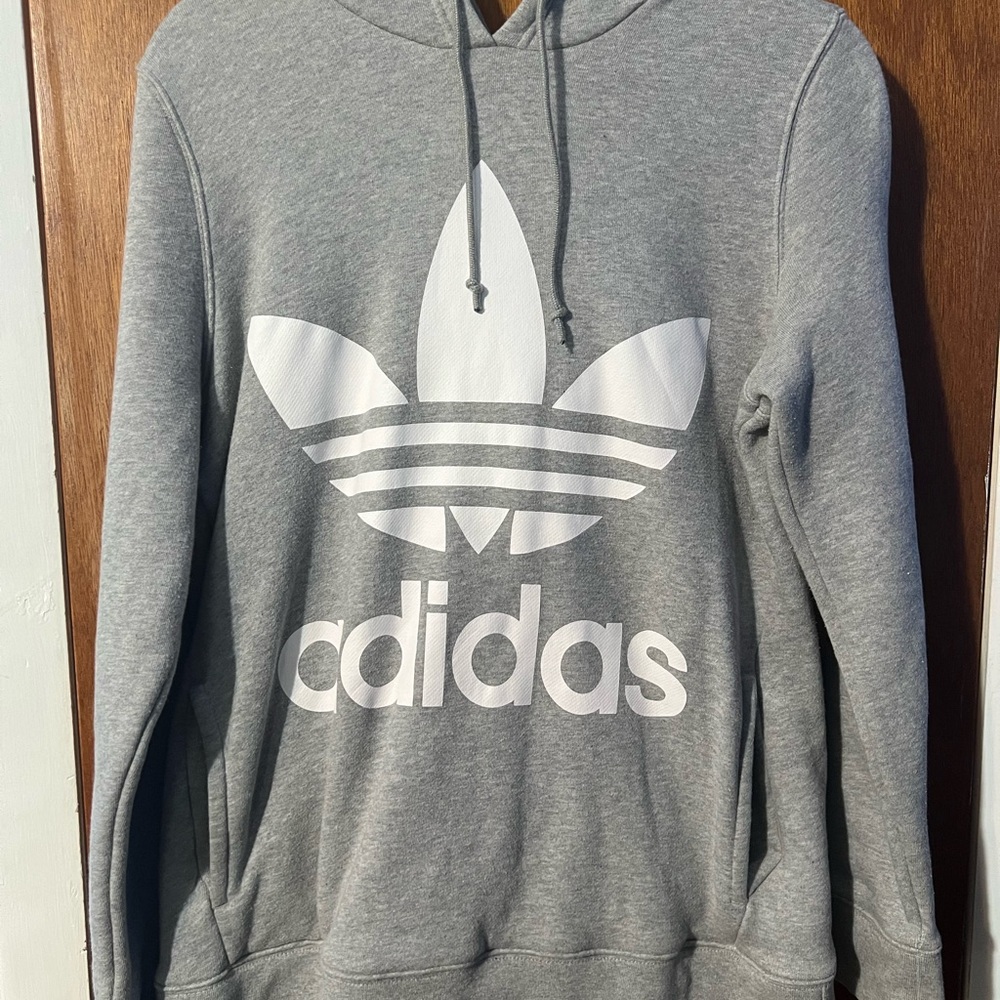 Adidas grey trefoil hoodie